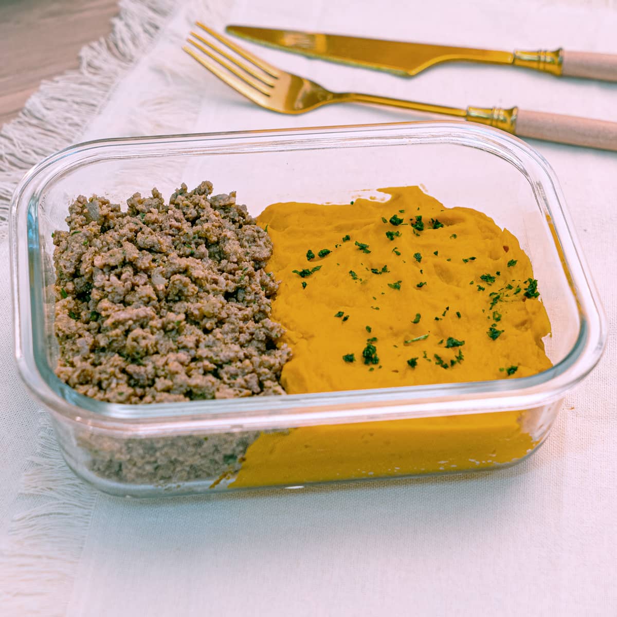 Chefcot - cardápio lowcarb - patinho com purê de abóbora sem lactose