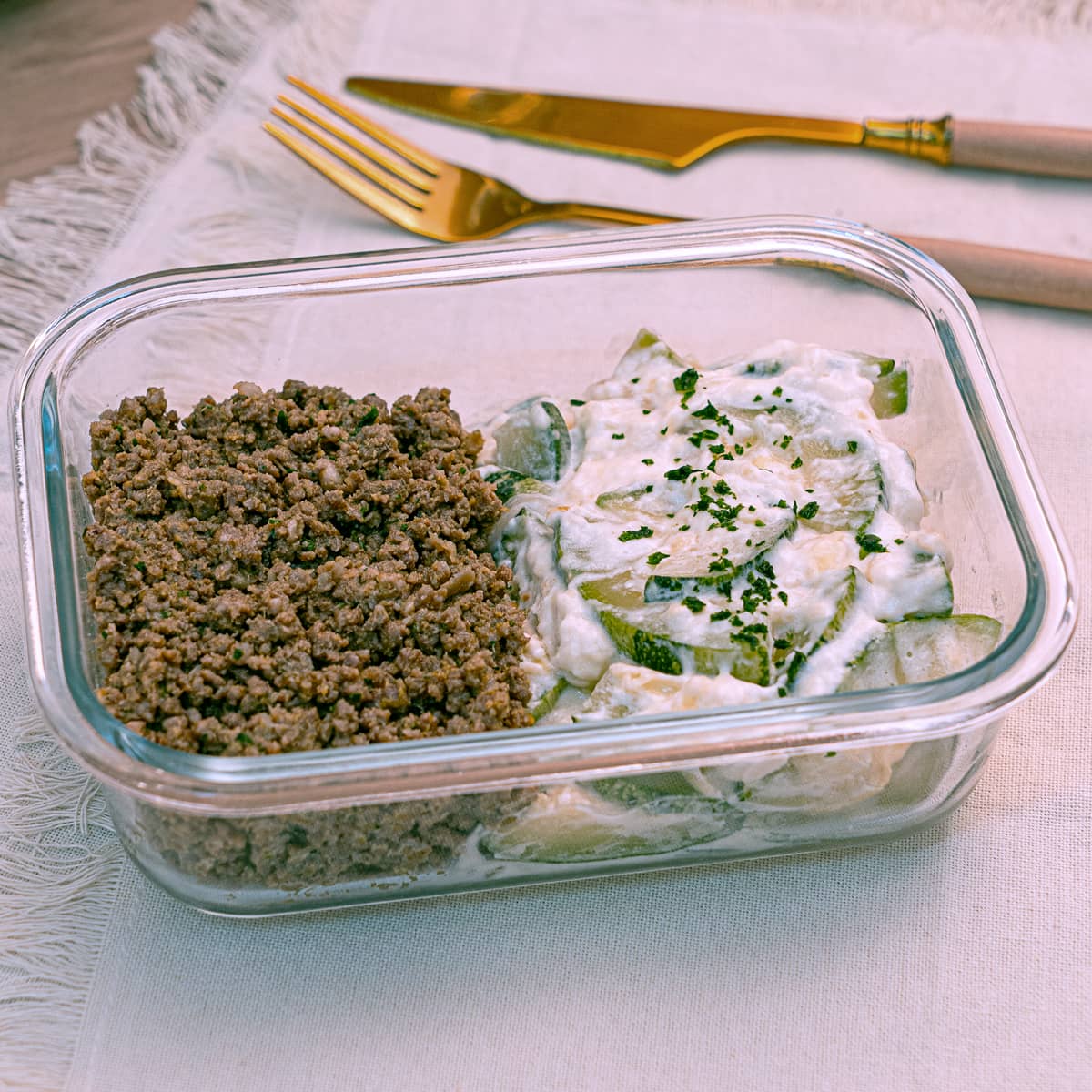 Chefcot - cardápio lowcarb - patinho moído e creme de abobrinha