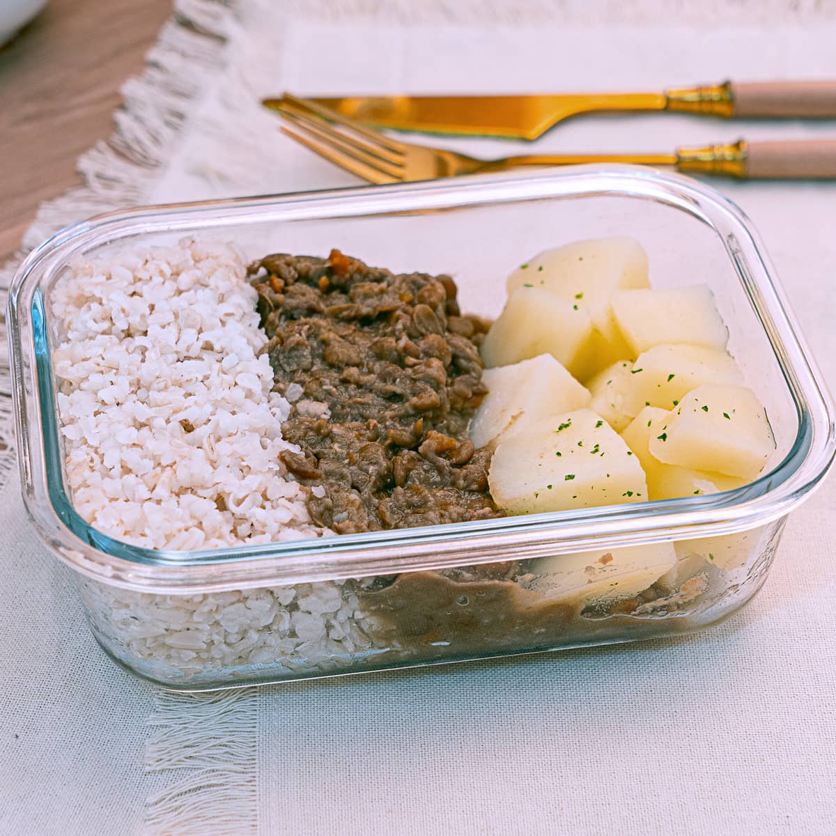 Chefcot - cardápio veggie - arroz integral com lentilha