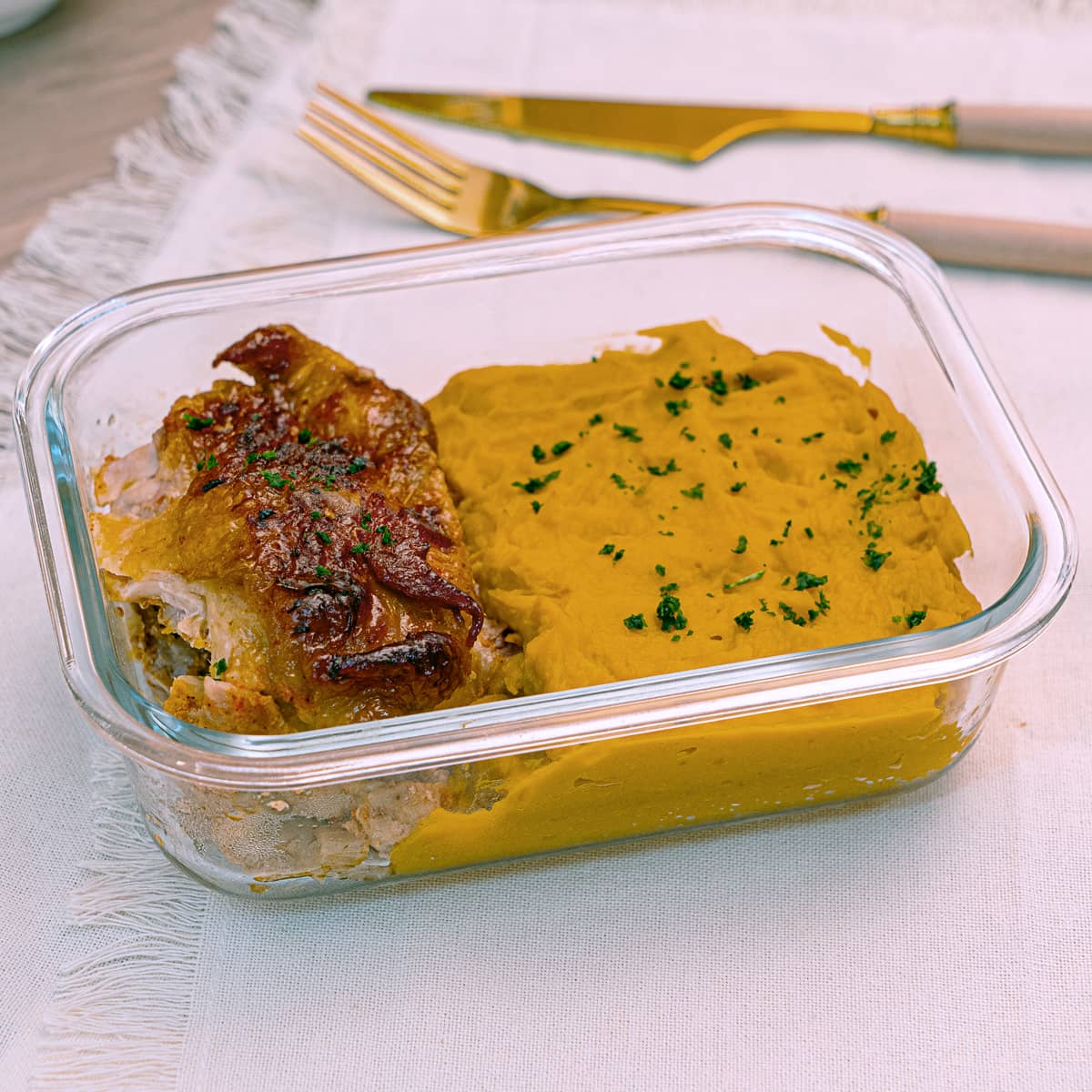 Chefcot - cardápio lowcarb - frango assado com purê de abóbora